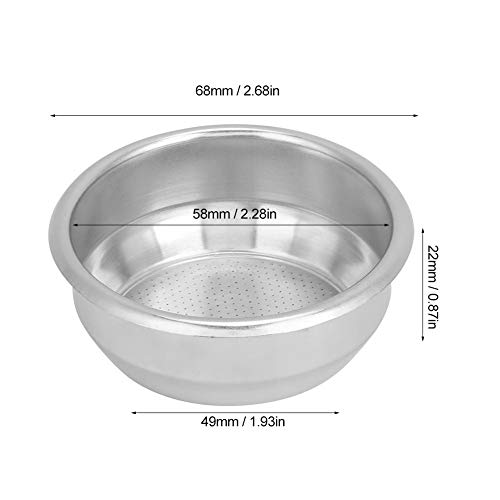 Fdit 58mm Stainless Steel Coffee Filter Basket Single Layer Double Doses Filter Coffee Machine Replacement Parts - Image 2