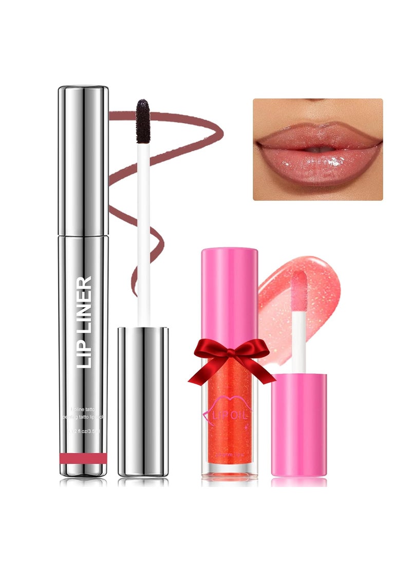 Erinde - Erinde Peel Off Lip Liner Stain Set  Long Wear Tattoo Lip Liner with Lip Oil Peel Off Lip Stain with Matte Finish Long Lasting Waterproof Transferproof Highly Pigmented Color Cocoa Brown - Image 1
