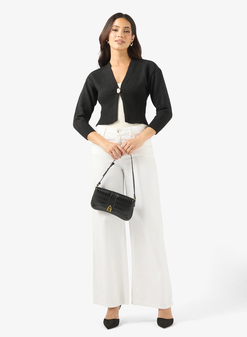 ELLA Cardigan With Statement Button - Image 4