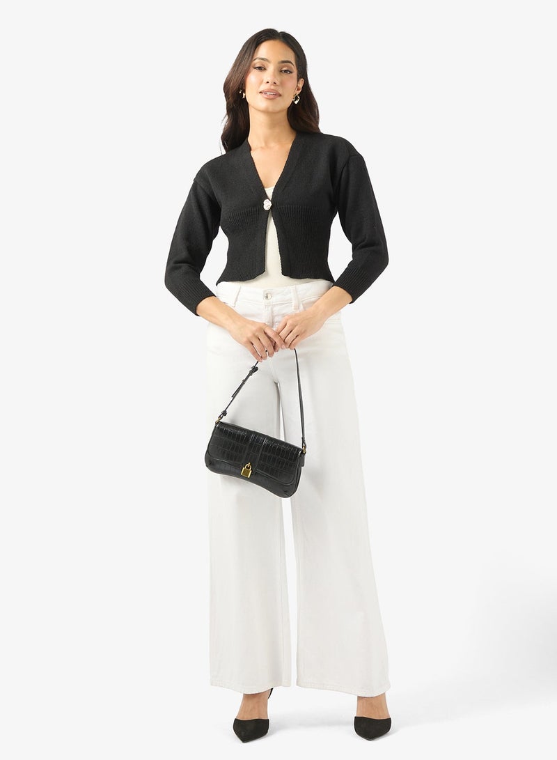 ELLA Cardigan With Statement Button - Image 4