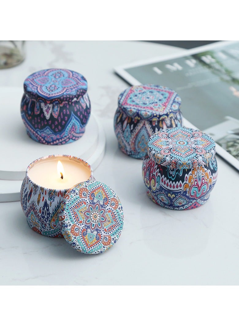 مجموعة مكونة من 4 شموع معطرة، شموع معطرة مبتكرة للمنزل، مجموعة شموع معطرة من شمع الصويا في علب من الصفيح - Image 3