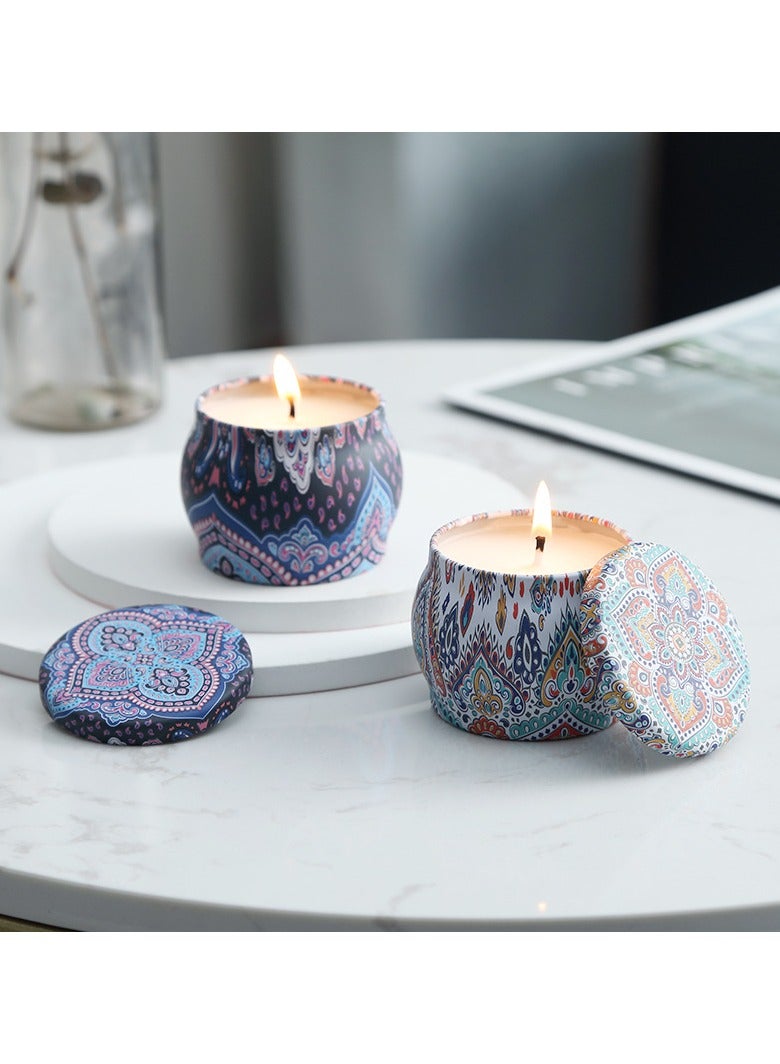 مجموعة مكونة من 4 شموع معطرة، شموع معطرة مبتكرة للمنزل، مجموعة شموع معطرة من شمع الصويا في علب من الصفيح - Image 2