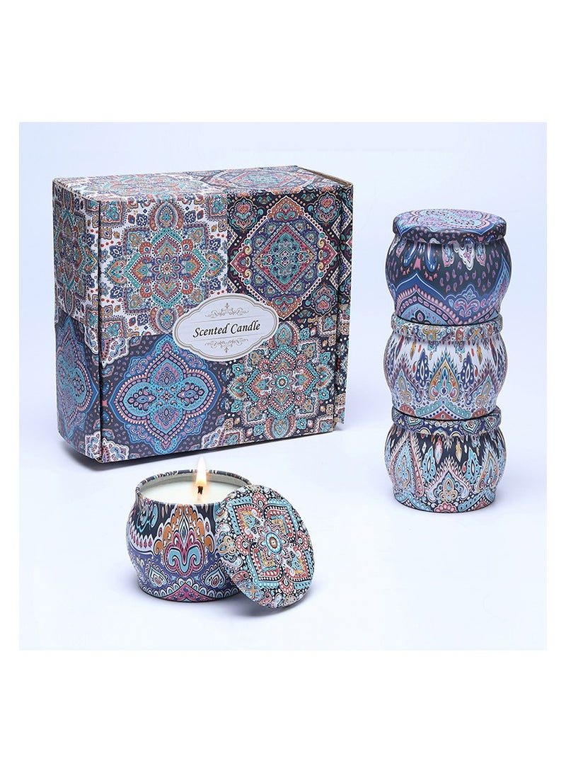 مجموعة مكونة من 4 شموع معطرة، شموع معطرة مبتكرة للمنزل، مجموعة شموع معطرة من شمع الصويا في علب من الصفيح - Image 1