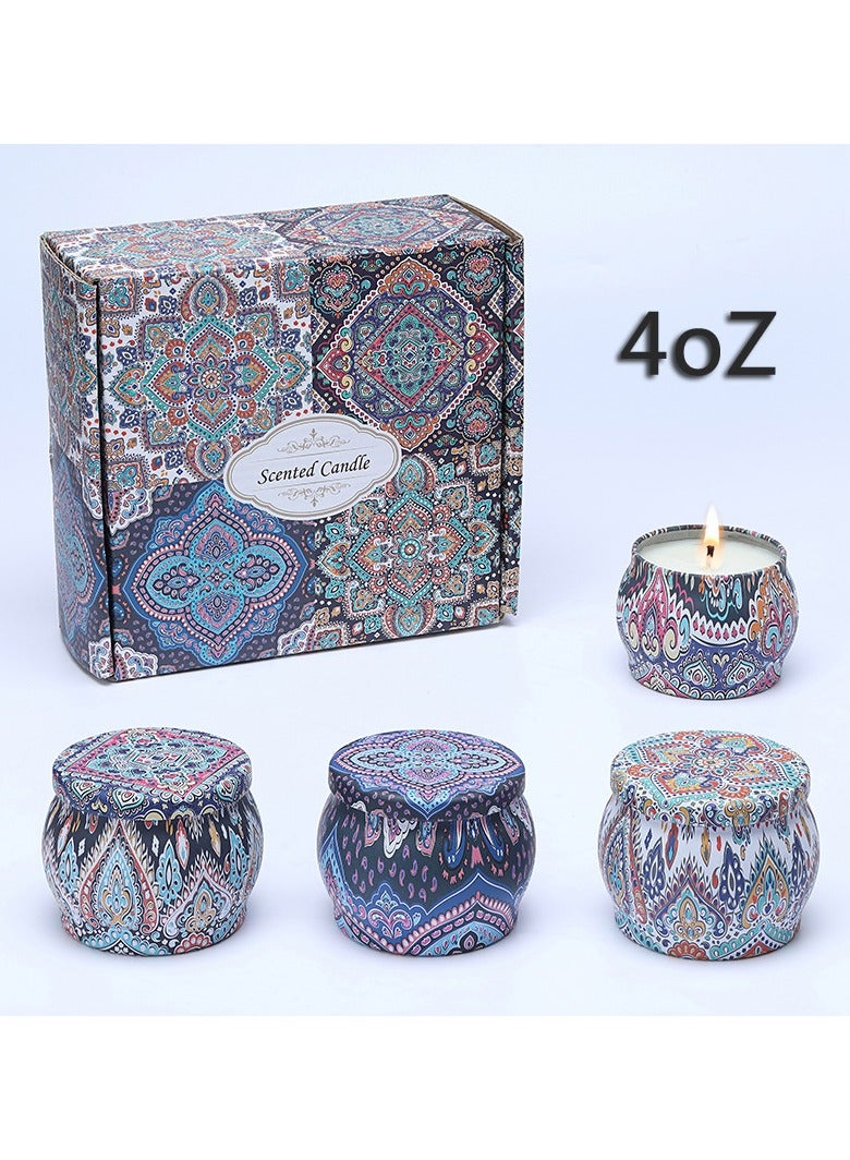 مجموعة مكونة من 4 شموع معطرة، شموع معطرة مبتكرة للمنزل، مجموعة شموع معطرة من شمع الصويا في علب من الصفيح - Image 4