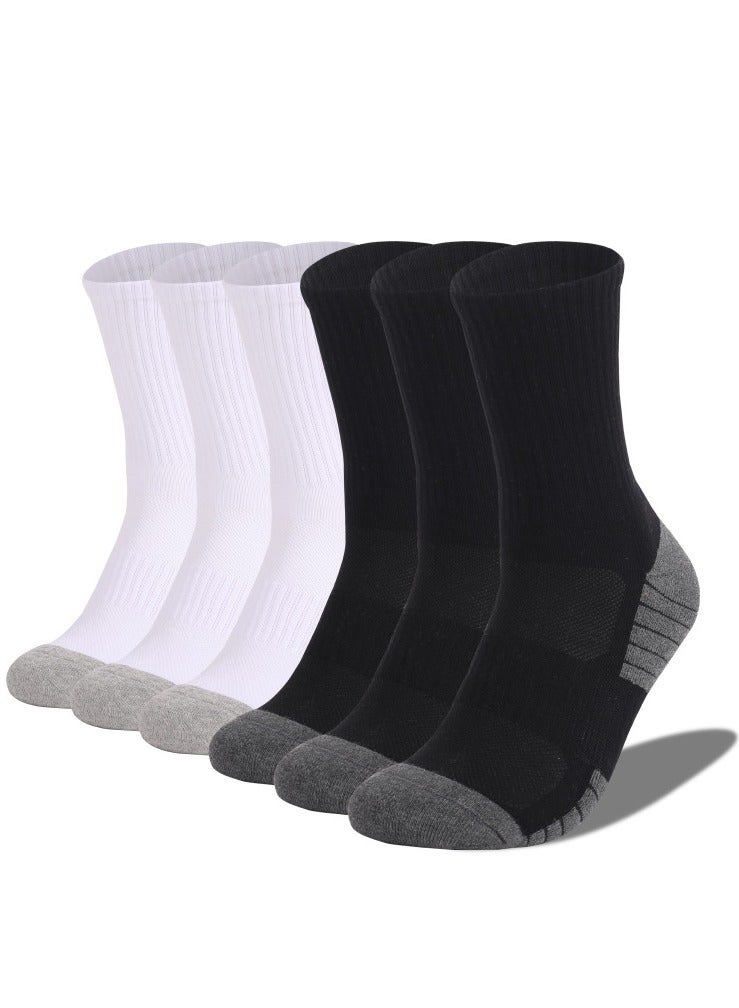 6 Pairs Athletic Socks Sport Running Calf Socks Performance Cushioned Breathable Crew Socks for Men Women - Image 1