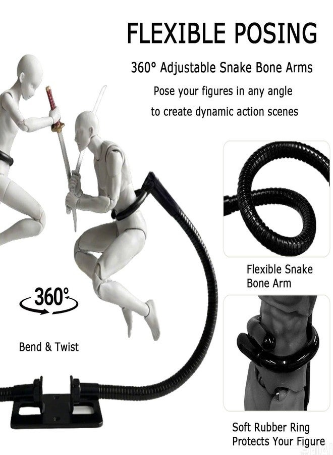 Chanvoo Metal Adjustable Action Figure Flight Stand with Sticky Adhesive Base-Wall Mounted Stop Motion Rig for 6''-7'' Marvel Legends, Figure Display Holder Stand Compatible with HG RG SD SHF Gundam 1/144 Toy - Image 3