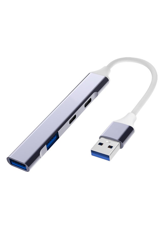 TYPE-C Extender USB Four-in-one HUB HUB Expansion Dock One-to-four Splitter Mobile Phone Docking Station-Number Of Interfaces:Single Usb Tow 4usb Female Gray 2.0  - Image 1