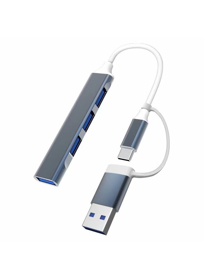 TYPE-C Extender USB Four-in-one HUB HUB Expansion Dock One-to-four Splitter Mobile Phone Docking Station-Number Of Interfaces:Single Usb Tow 4usb Female Gray 2.0  - Image 2