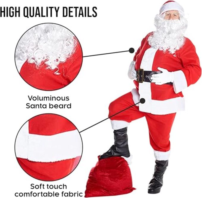 MORPH Santa Claus Costume For Men Professional Santa Suit Outfit For Adults Saint Nick Costumes Adult Men Holiday Party Dress Up Costume, Large - Image 3