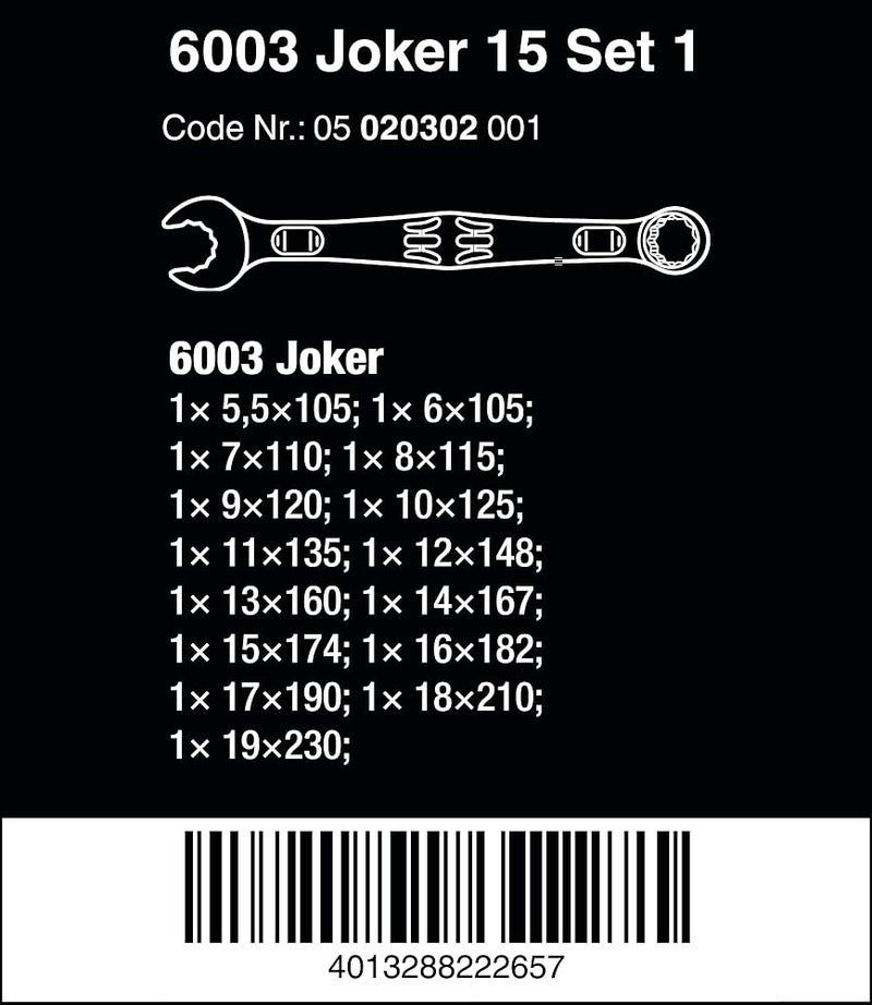 ويرا مجموعة أدوات Wera Tools 6003 Joker 15، تحتوي على 15 قطعة من مفاتيح التركيب المركبة - Image 2