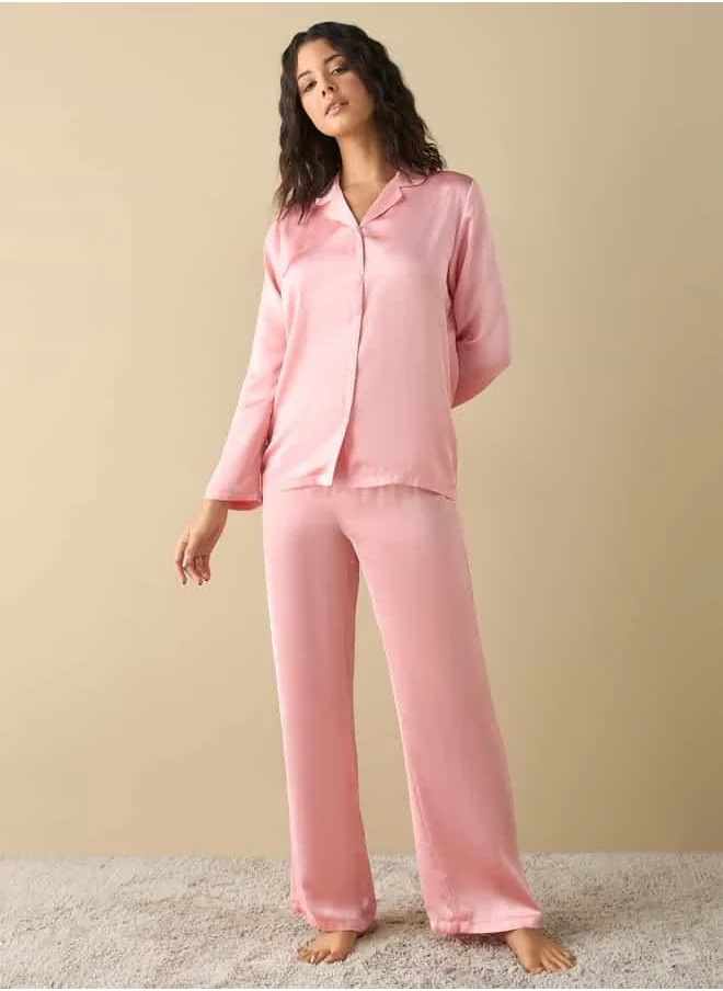 فاف Notch Collar Shirt and Pyjama Set