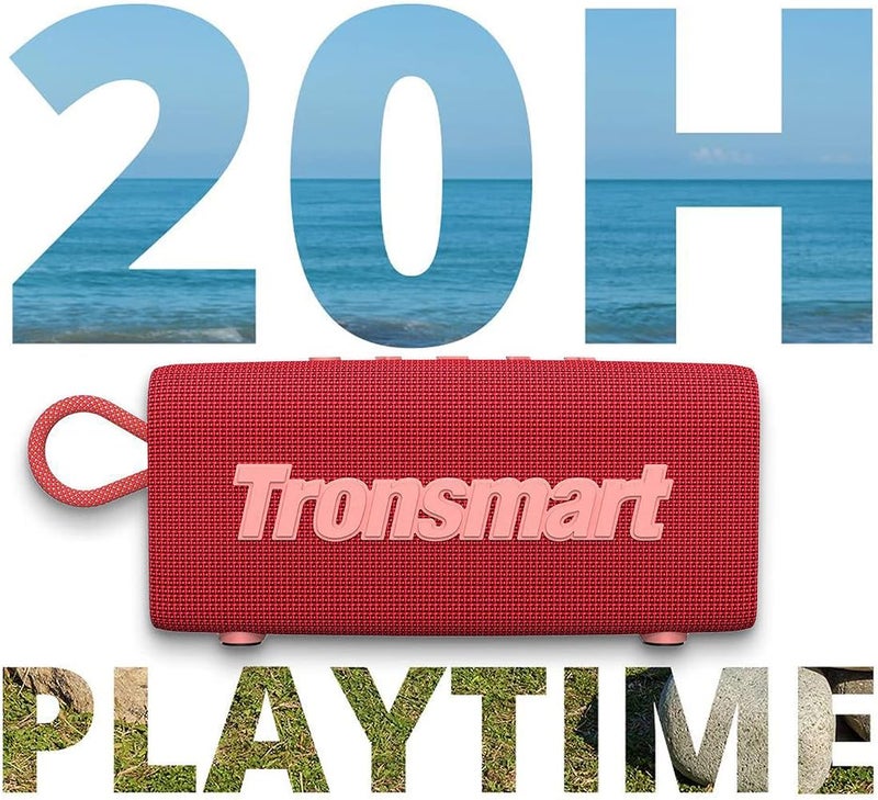 ترونسمارت مكبر صوت محمول من نوع Tronsmart، مزود بتقنية بلوتوث 5.3، وقت تشغيل يصل إلى 20 ساعة، يدعم وظيفة AUX وميكروفون، مقاوم للماء (معيار IPX7)، مناسب للاستخدام في الأماكن الخارجية، باللون الأحمر. - Image 5
