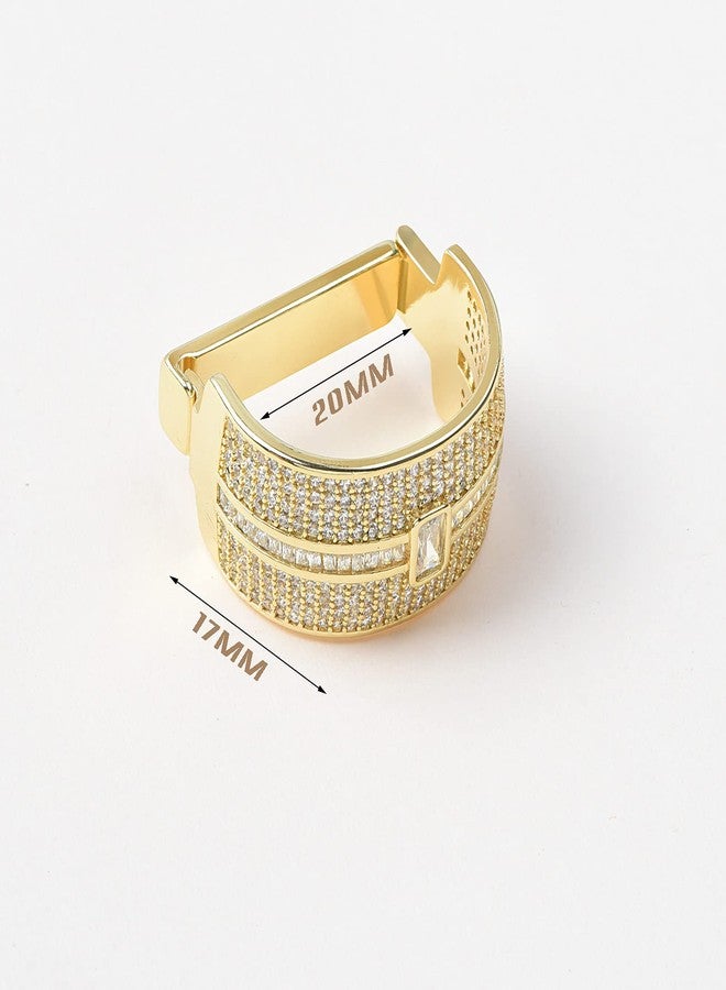 VVCome Men's Micro Pave Cubic Zirconia Tie Clips Tie Holder Crystal Necktie Ring Tie Tacks Accessories for Wedding Business (Gold Clear) - Image 3