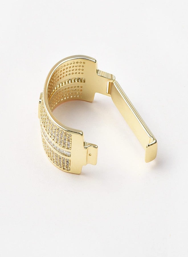 VVCome Men's Micro Pave Cubic Zirconia Tie Clips Tie Holder Crystal Necktie Ring Tie Tacks Accessories for Wedding Business (Gold Clear) - Image 5