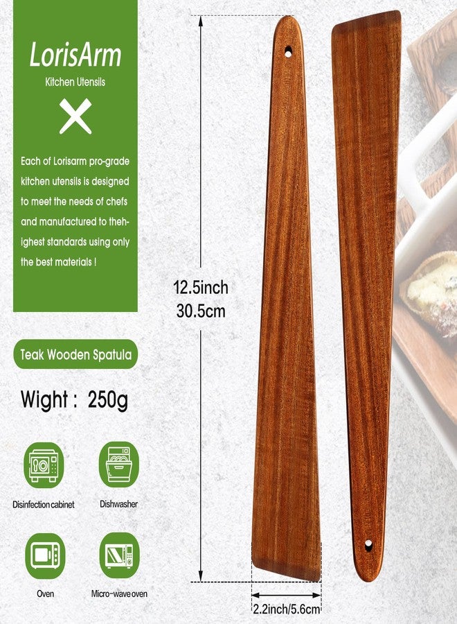 LorisArm 12″ Teak Wooden Spatula, Kitchen Spatula Turner, Egg Scraper, Flat Wooden Turner, Wood Cooking Utensil, Small Wood Flipper, Kitchen Spatulas for Flipping, Serving, Scraping & Turning. - Image 4