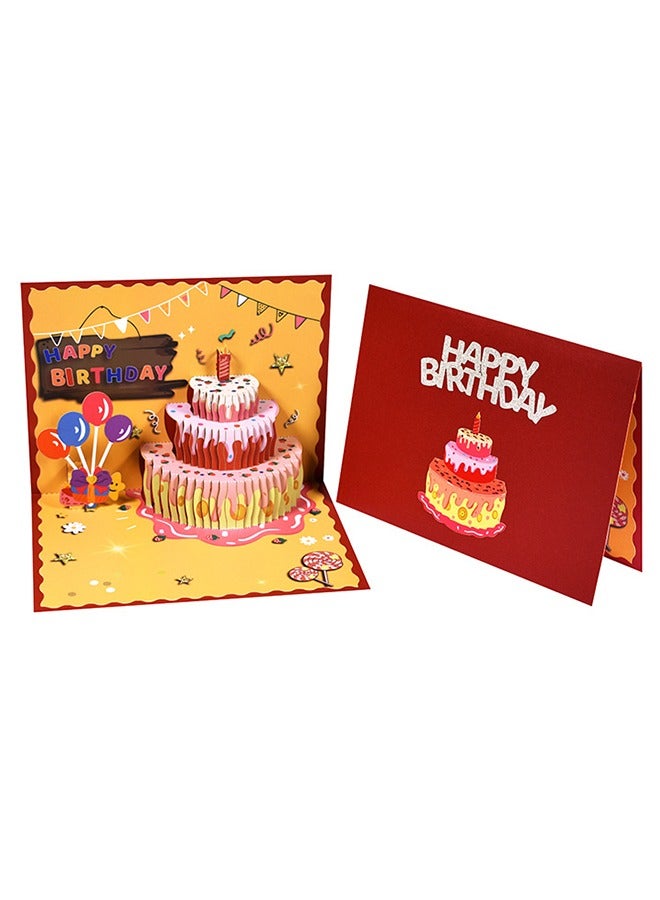 3D Birthday Cards with Play Music Warm LED Light Strawberry Birthday Cake Pop Up Card Happy Birthday Card Gift for Women, Men, Mom, Grandma - Image 1