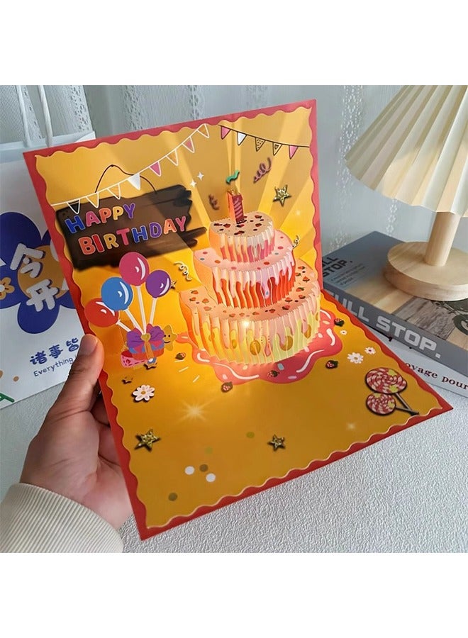 3D Birthday Cards with Play Music Warm LED Light Strawberry Birthday Cake Pop Up Card Happy Birthday Card Gift for Women, Men, Mom, Grandma - Image 5