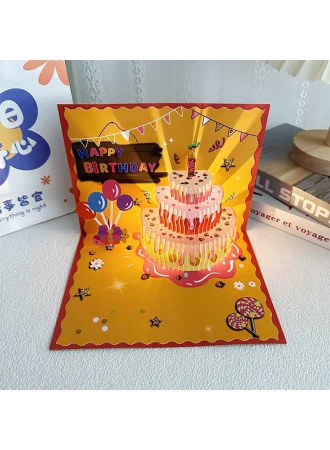 3D Birthday Cards with Play Music Warm LED Light Strawberry Birthday Cake Pop Up Card Happy Birthday Card Gift for Women, Men, Mom, Grandma - Image 4