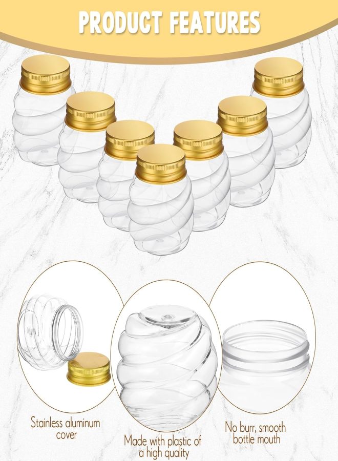 ٥٠ قطعة من برطمانات العسل الصغيرة سعة ٢ أونصة، هدايا حفلات بالجملة، برطمانات بلاستيكية على شكل خلية نحل بأغطية ذهبية، عبوات صغيرة واسعة الفوهة لحفظ الأطعمة، مثالية لهدايا حفلات الزفاف وحفلات استقبال المولود الجديد - Image 3