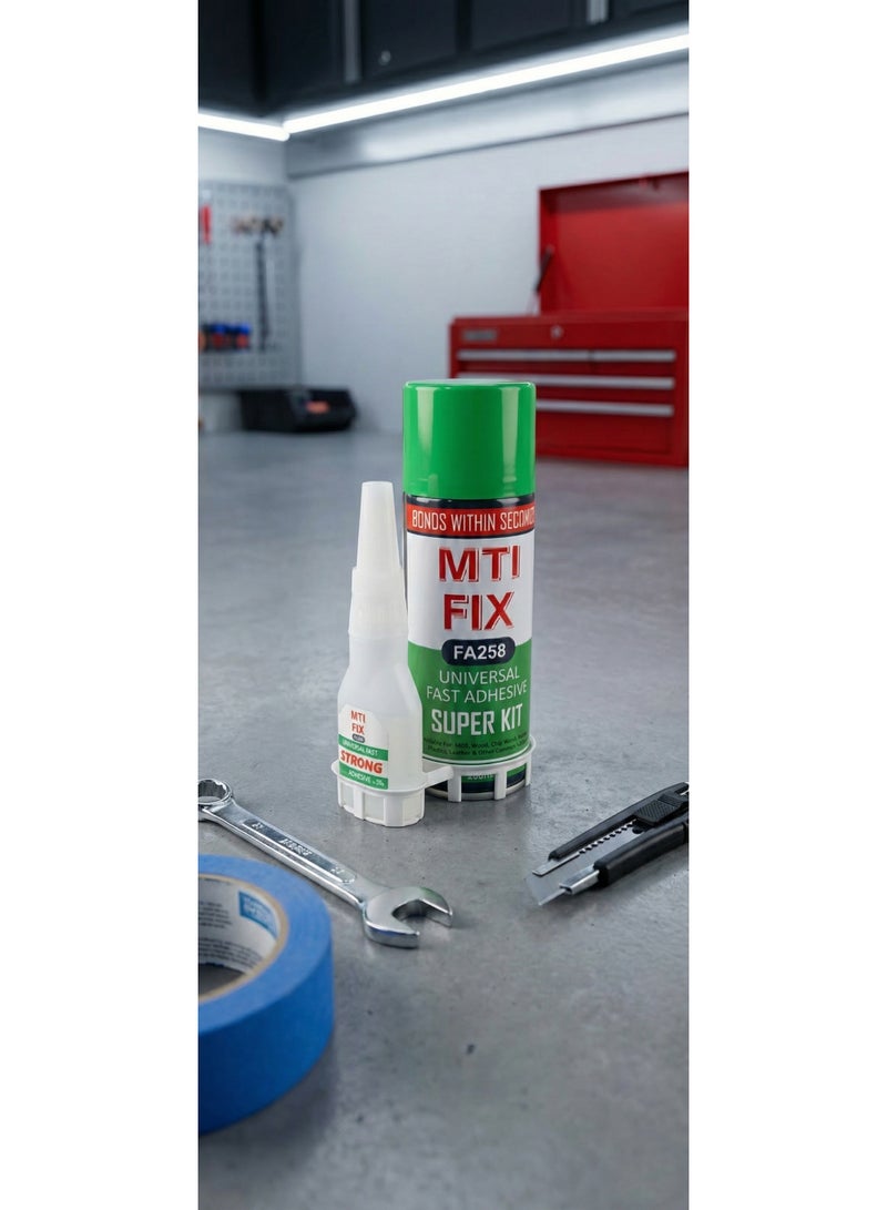 MTIFIX Universal Fast Adhesive with Activator – FA258 | High-Strength MDF Glue for Wood, Metal, Glass, Plastic & Rubber – Dual Pack (Glue + Activator Spray) - Image 3
