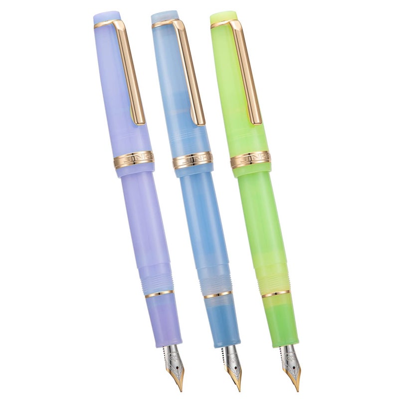 Lanxivi 3 Jinhao 82 Fountain Pen Transparent Purple, Blue and Green Acrylic, Medium Point Gold Trim with Converter Set - Image 3