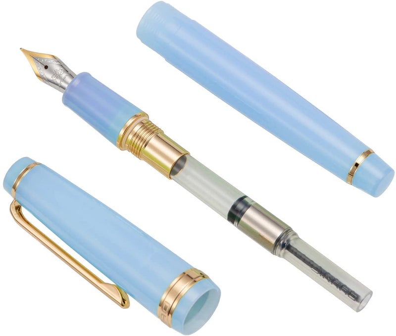 Lanxivi 3 Jinhao 82 Fountain Pen Transparent Purple, Blue and Green Acrylic, Medium Point Gold Trim with Converter Set - Image 4