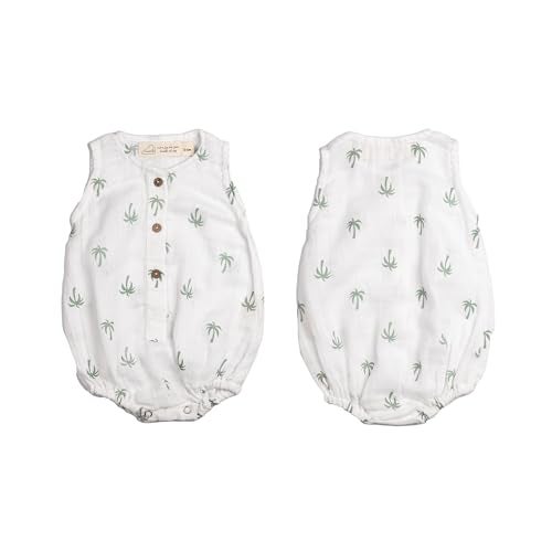 Masilo 100% Organic Cotton Baby Romper Multipack/Set of 3 Infant Wear/Soft and Comfortable Newborn Clothing/Print, Solid and Striped Front Buttoned Bodysuit/Onesies for 0-6 Months - Palm - Image 4