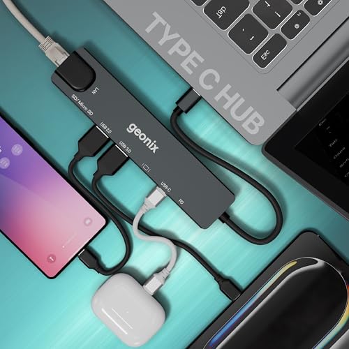 Geonix Befit CH8, 8 in 1 Muliport Adapter USB C Hub with 4K HDMI, USB C 100W PD Port, USB C Port, USB A 3.0, USB A 2.0, RJ45 Ethernet, SD, Micro sd Card Reader - Image 3