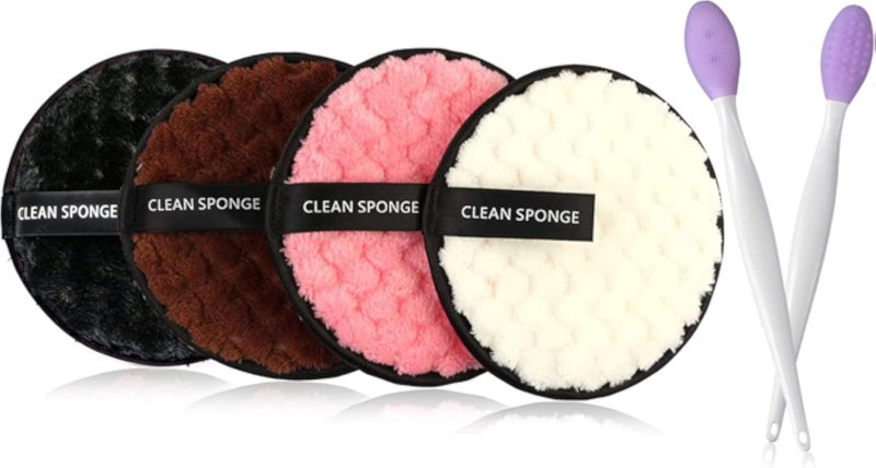 450 Reusable Makeup Remover Pads 4 pcs Set | Include a Silicon Lip brush | Eco Friendly Reusable Face Pads Suitable For All Skin- Eye Makeup Remover Pads