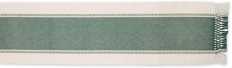 DII Dobby Stripe Woven Table Runner, 13x72 (13x77.5, Fringe Included), Dark Green - Image 2