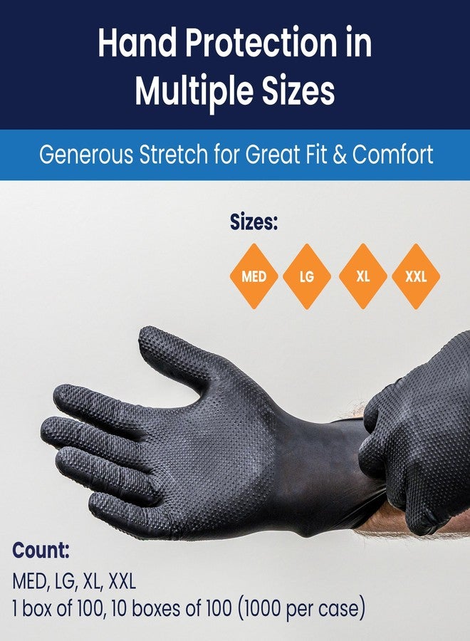 Proworks CATCH GL-NT107BKFL 9 mil Powder-Free Nitrile Gloves, Raised Pyramid Grip, Black, Large, Box of 100 - Image 5