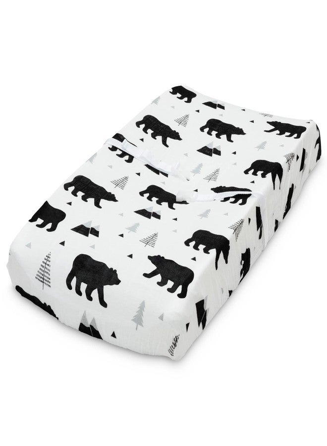 Pondering Pine Organic Baby Changing Pad Cover - Muslin Fitted Changing Pad Cover for Boys - Soft and Breathable, Baby Bear Woodland, 16”x32” - Image 1