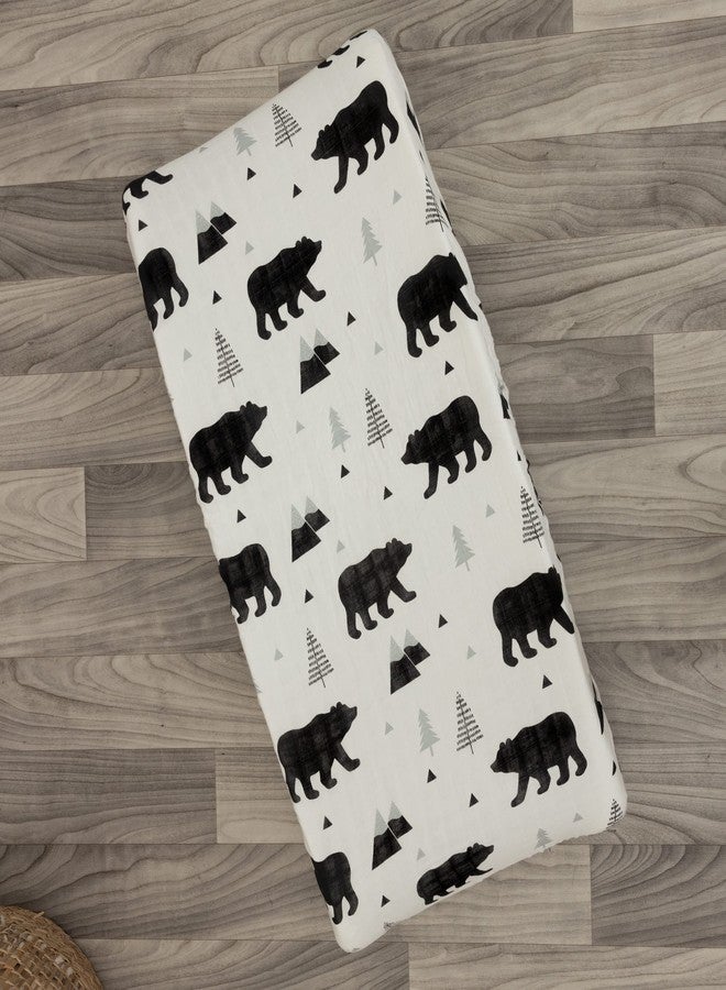 Pondering Pine Organic Baby Changing Pad Cover - Muslin Fitted Changing Pad Cover for Boys - Soft and Breathable, Baby Bear Woodland, 16”x32” - Image 5