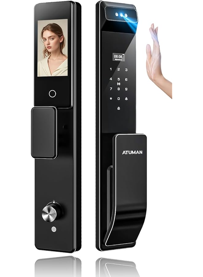 Atuman Smart Door Lock M17 Premium Luxury Design Cnc Engraving Of Aluminum Wi-Fi Unlock Using App, Face,Palm,Fingerprint, Nfc Card, Pin, Manual Key Keyless Auto-Lock (M17) - Image 1