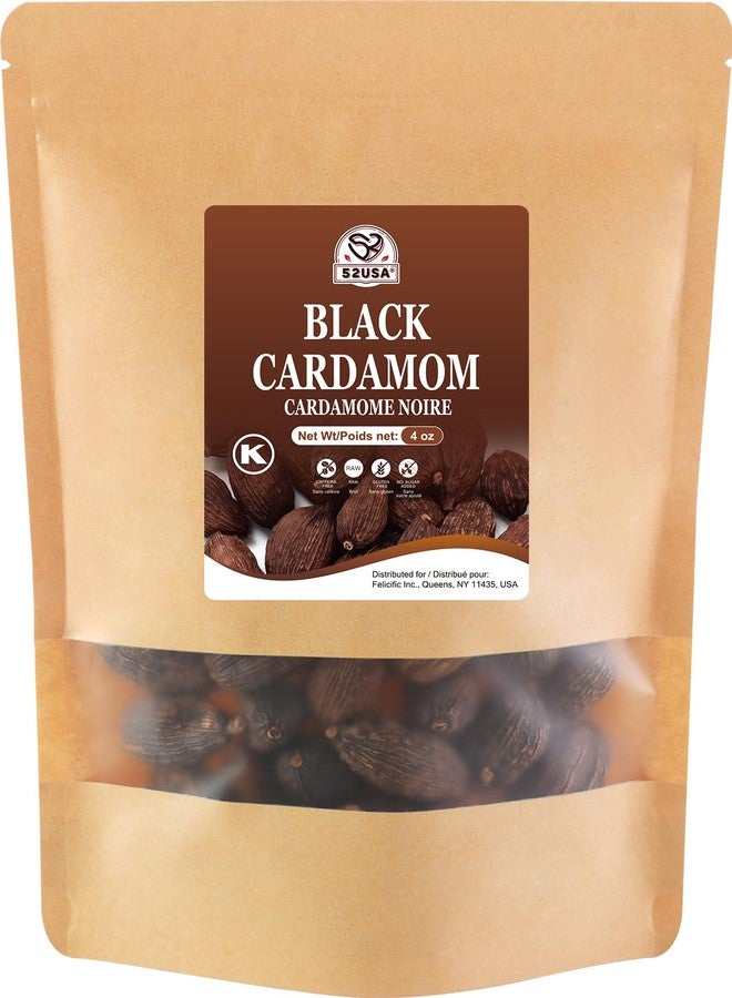 52USA Black Cardamom Pods, 4oz in Kraft Bag, NON GMO Verified, Black Cardamom Seeds - 100% Pure, Aromatic & Natural, Whole Cardamom Pods for Authentic Asian, Indian, and Global Cooking - Image 1
