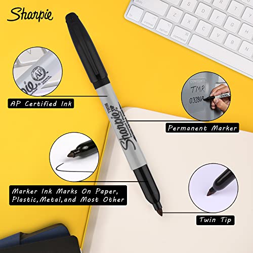 SHARPIE Twin Tip Black Permanent Marker |Suitable for Multipurpose Usage| Smudge Free | Office Stationery Items | Pack of 2 - Image 4
