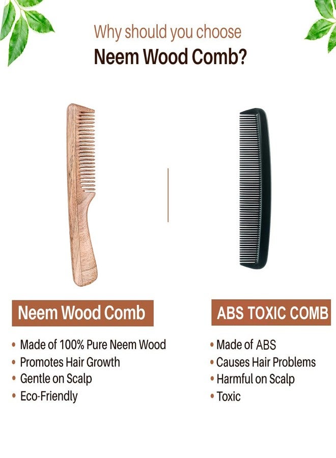 KAVIN Neem Wooden Comb | Wide Tooth Comb For Hair Growth Hairfall & Dandruff Control, Comb For Men And Women All Hair Types-1 Pcs - Image 5