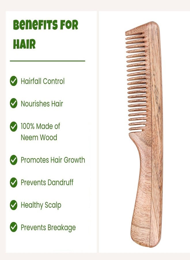 KAVIN Neem Wooden Comb | Wide Tooth Comb For Hair Growth Hairfall & Dandruff Control, Comb For Men And Women All Hair Types-1 Pcs - Image 3