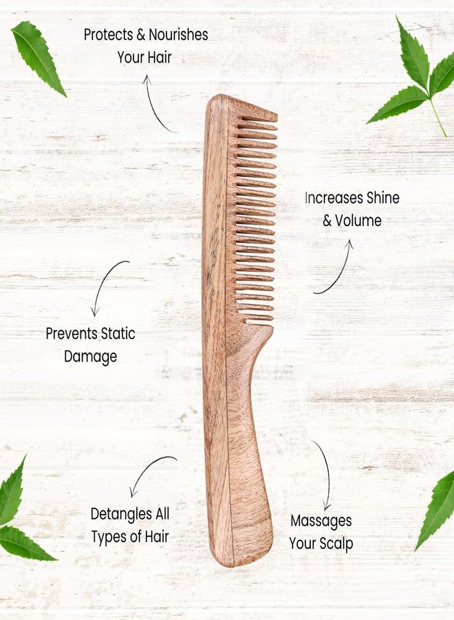KAVIN Neem Wooden Comb | Wide Tooth Comb For Hair Growth Hairfall & Dandruff Control, Comb For Men And Women All Hair Types-1 Pcs - Image 4