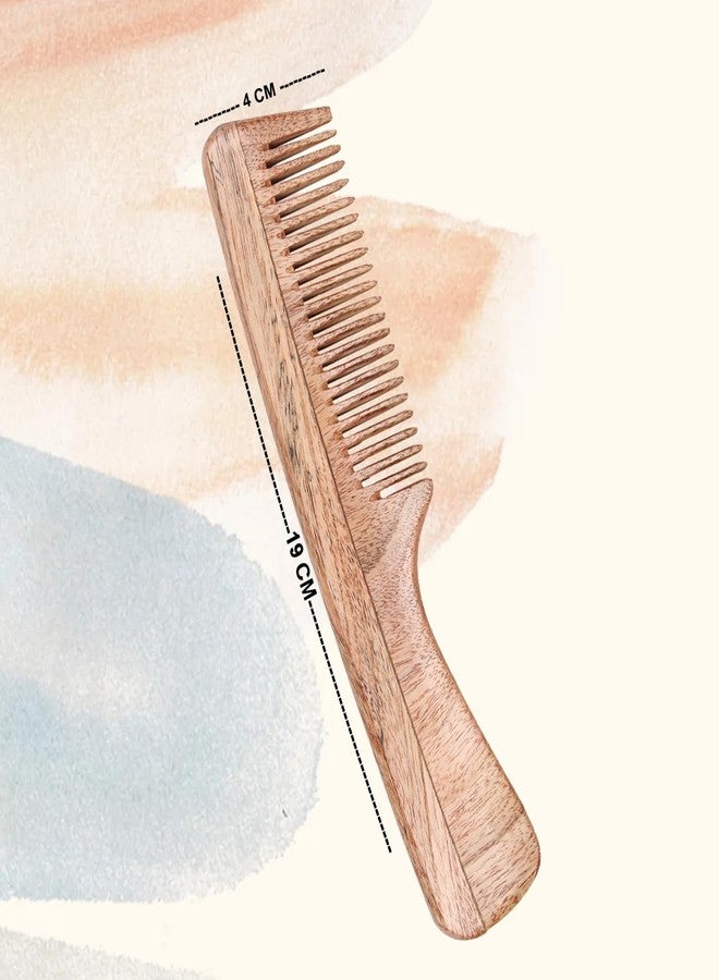 KAVIN Neem Wooden Comb | Wide Tooth Comb For Hair Growth Hairfall & Dandruff Control, Comb For Men And Women All Hair Types-1 Pcs - Image 2