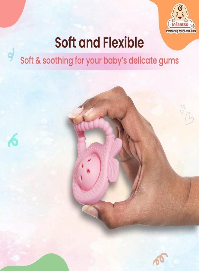 Infantso Soft Rattle Silicone Teether for Baby Teething, Rattle Toy for 0-12 Months, BPA Free Silicone Soothing Baby Teether | BPA Free, Food Grade Soft & Safe Gum Relief Toy - Image 5