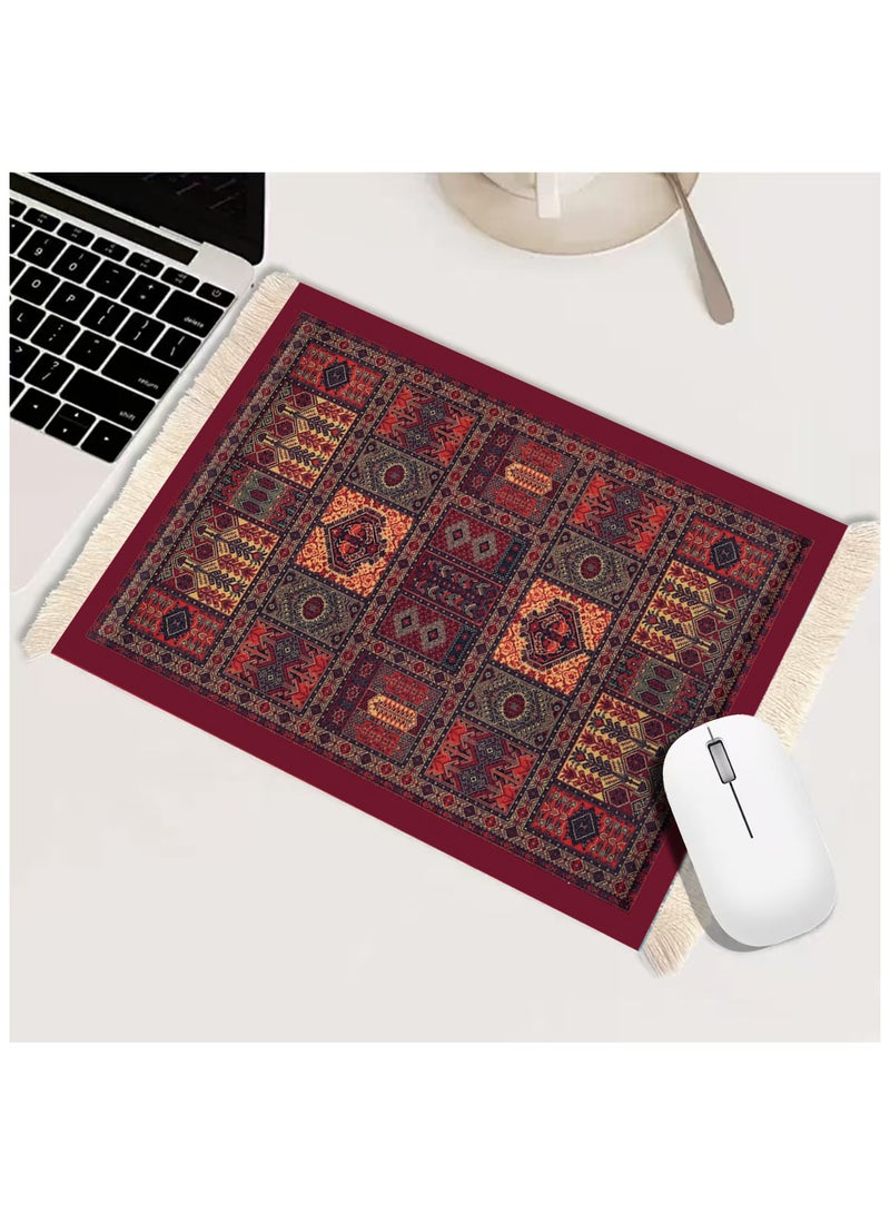 Persian Carpet Style Coasters Mouse Pad  Oriental Vintage Bohemian Rug Desk Pad Miniature Mouse Mat Coaster Table Décor for Office Home  - Image 1