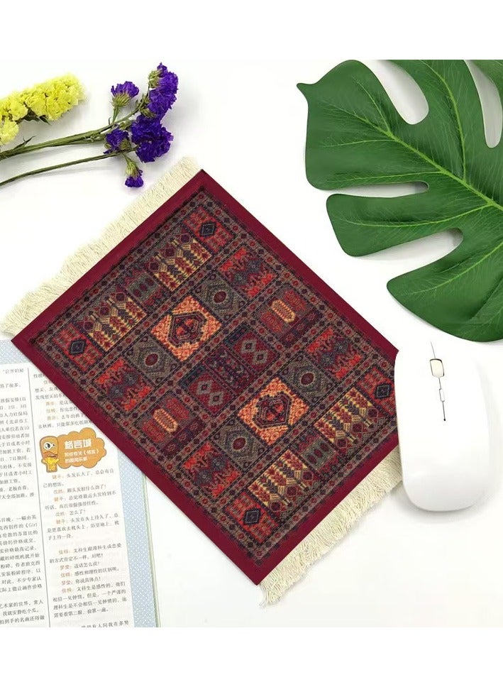 Persian Carpet Style Coasters Mouse Pad  Oriental Vintage Bohemian Rug Desk Pad Miniature Mouse Mat Coaster Table Décor for Office Home  - Image 2