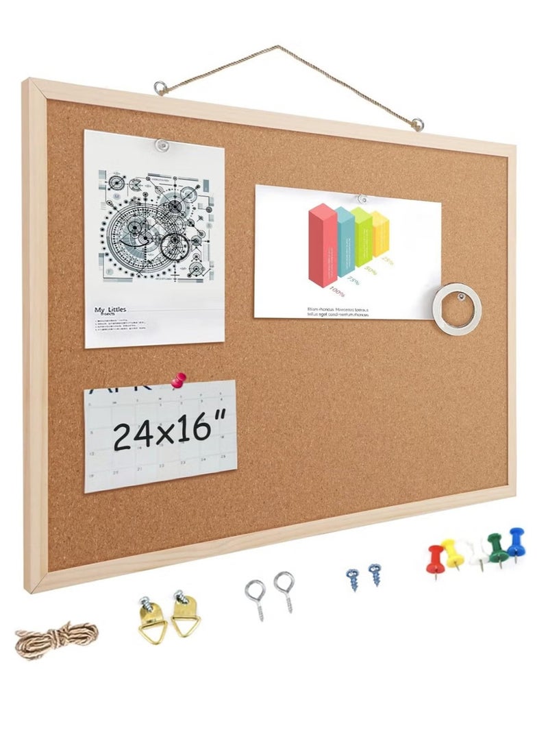 OMEVE 30cm*40cm Cork Boards for Walls with Wooden Frame 1pack, Double Sided Office Board for Wall Organizer, Bulletins Board Decorative Hanging Pin Board for School, Home & Office, Notice Board Memo Board - Image 1