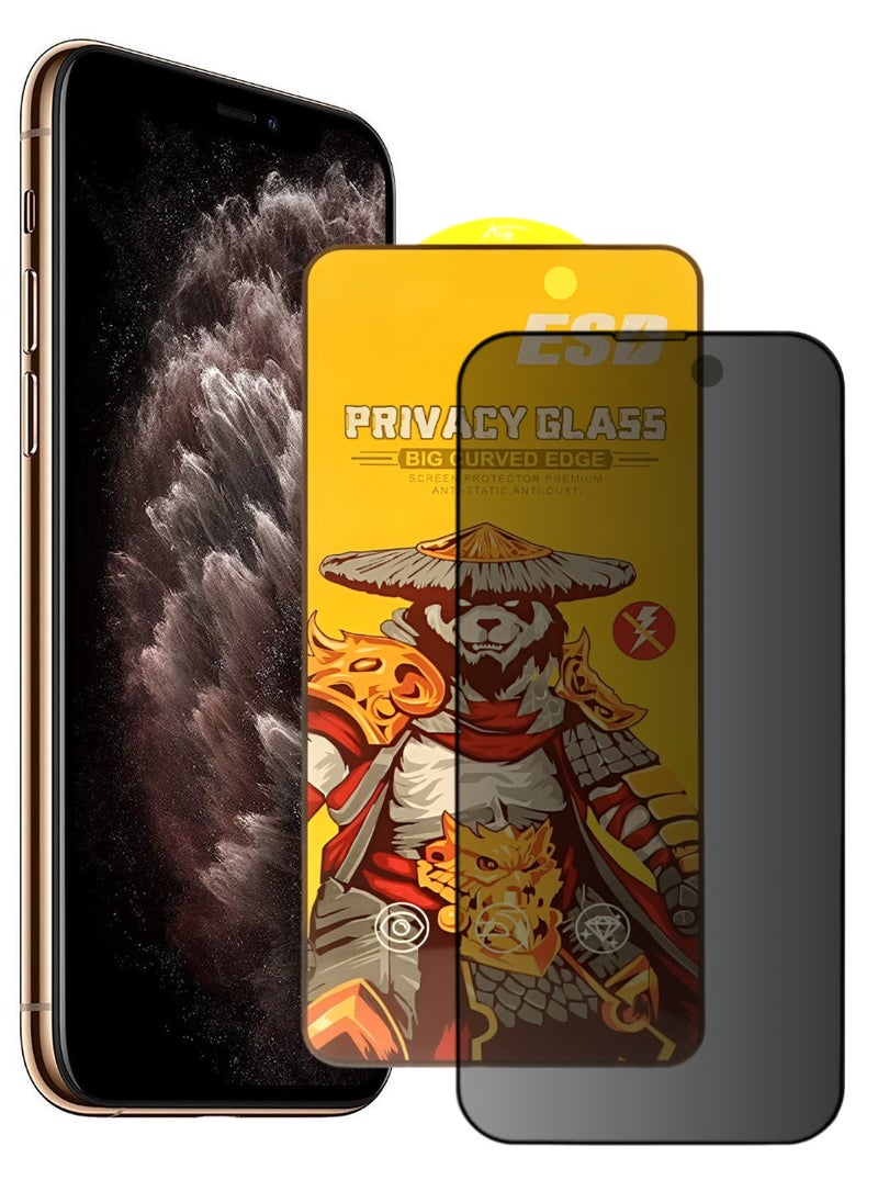 ESD Tempered Dustproof Privacy Glass Screen Protector Compatible For iPhone 11 Pro Max - Image 1