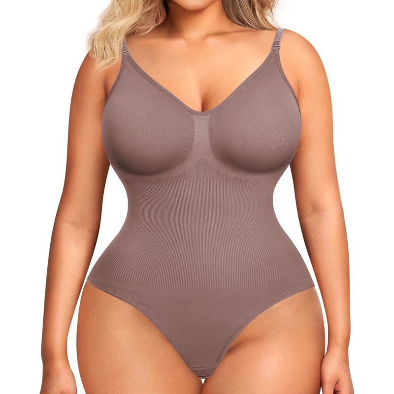 Women'S Shapewear Seamless One-Piece Underwear With Open Crotch Thong Camisole - Image 2