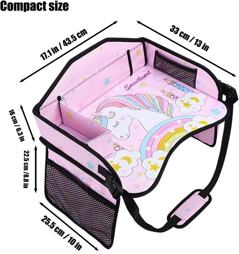 PandaEar Kids Travel Tray for Car Seat Unicorn Lap Tray for Girls with Tablet Holder Snack Storage  Cup Holder Road Trip Table for Toddler Activities Drawing - Image 3