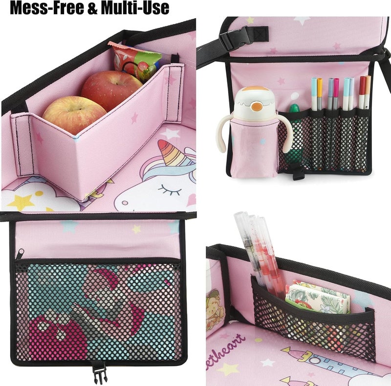 PandaEar Kids Travel Tray for Car Seat Unicorn Lap Tray for Girls with Tablet Holder Snack Storage  Cup Holder Road Trip Table for Toddler Activities Drawing - Image 4