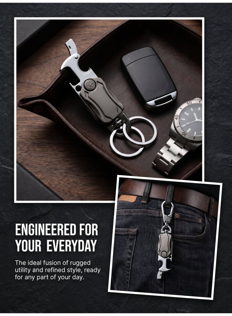 5-in-1 | Multifunctional Keychain | Fidget Spinner | Bottle Opener | Phone Stand | Portable | Small Gift for Holidays | Gift for Men - Image 1