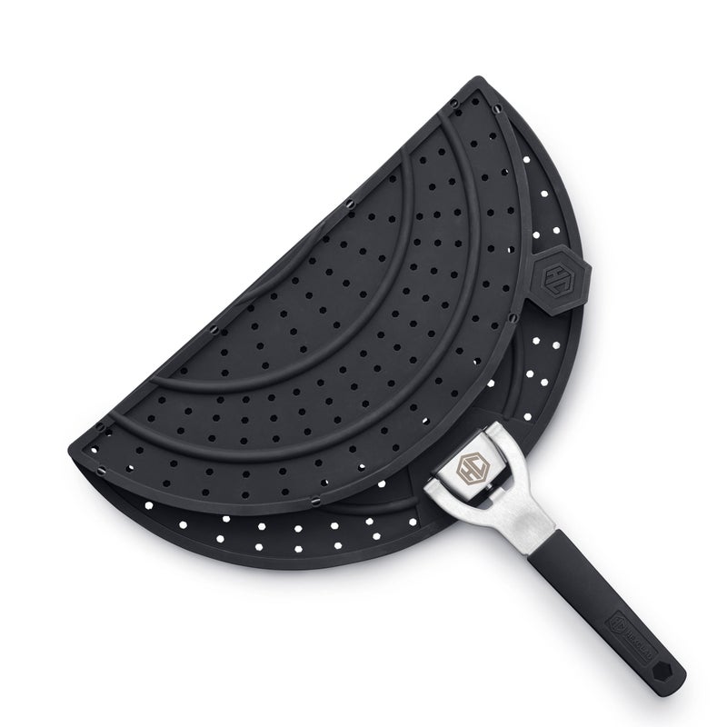 HexClad Grease Splatter Screen for Frying and Searing, Fits HexCladâ€™s 10 and 12-inch Pans, Dishwasher-Safe, Folding Design, Heat-Safe to 480Â°F, Stay-Cool Locking Handle, Silicone and Stainless Steel - Image 2